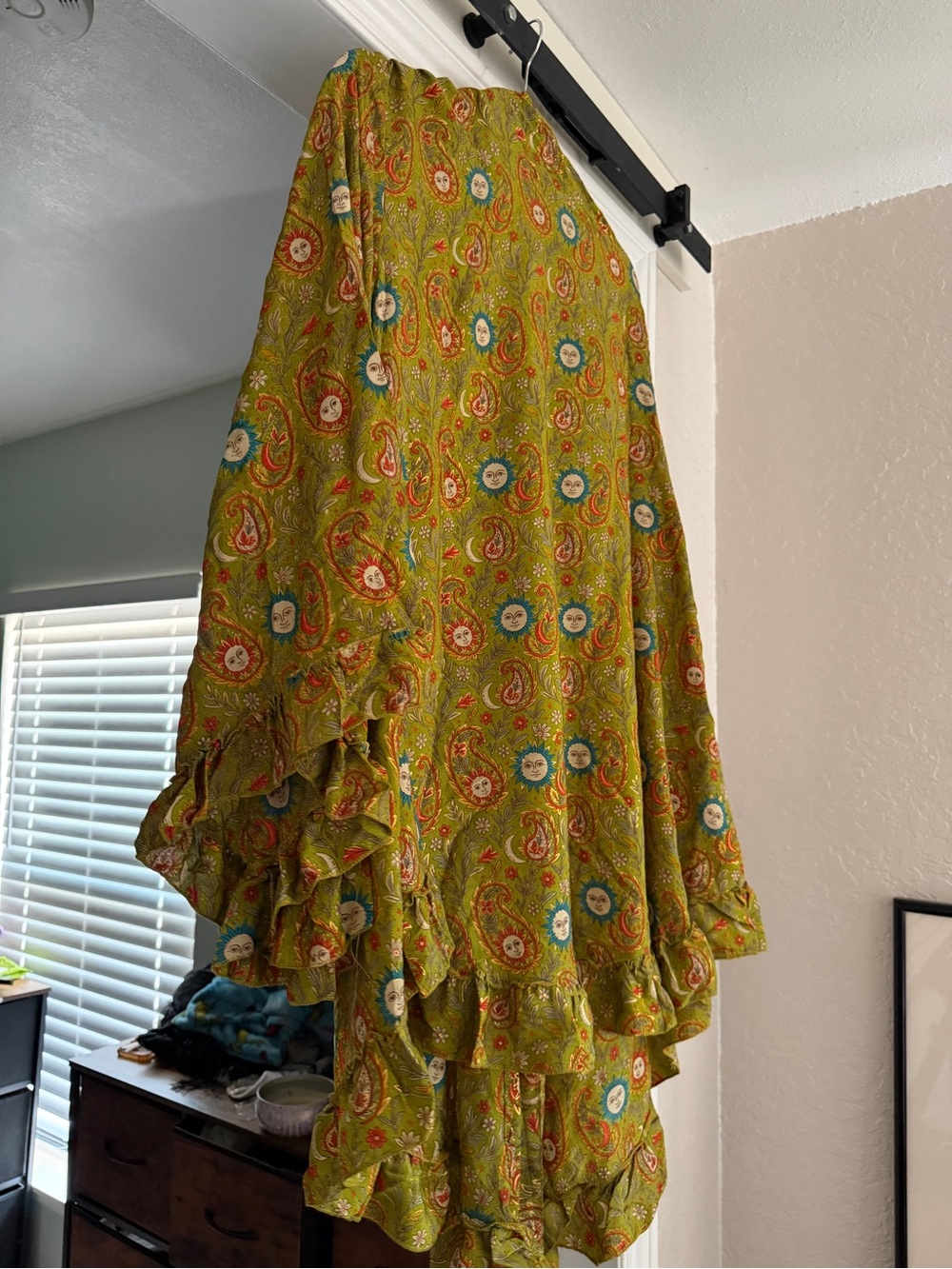 Olive Paisley High-Low Ruffle Maxi Dress - Picture 2 of 2